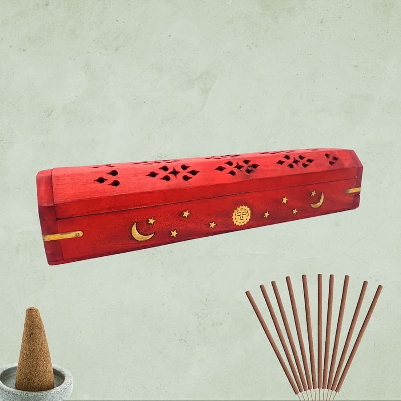 porte encens rouge